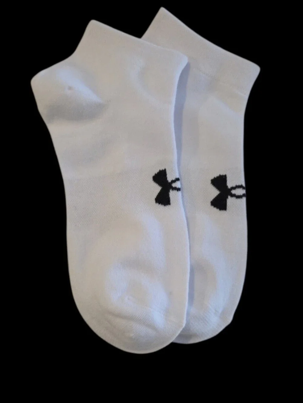 Under Armour Training No Show Socks BNWT White Black Logo Women's Small
